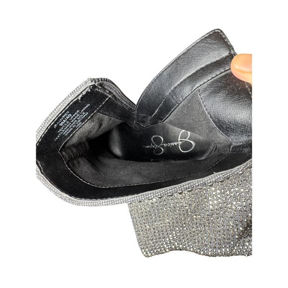 Jessica Simpson Luvrey Rhinestone Bootie Size 9 M Pewter Metallic square Toe - Picture 14 of 15